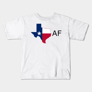 Texas Flag State Outline AF (black) Kids T-Shirt